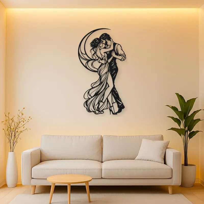 Moonlit Slow Dance Metal Wall Art | Movement Silhouette Decor