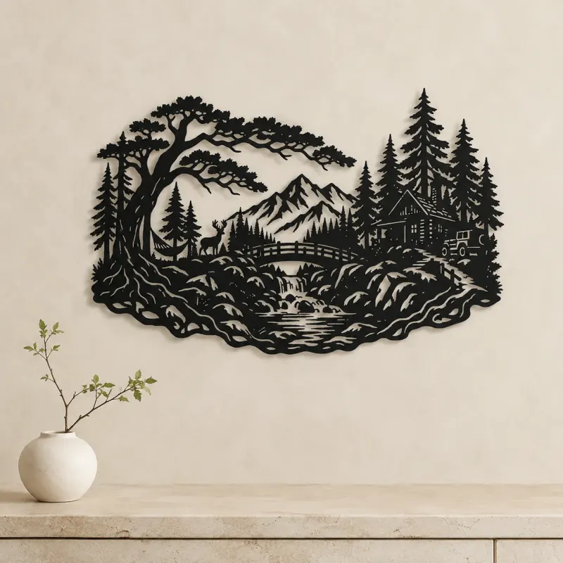 Secret Forest Bridge Metal Wall Art | Travel and City Wall Decor - lifestyle view 3