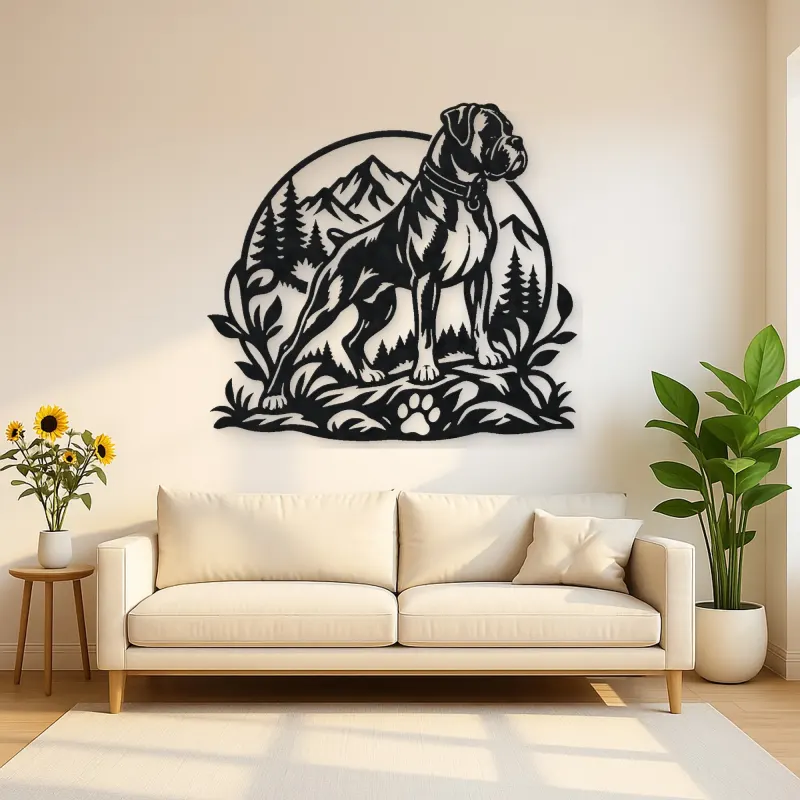 Boxer Strong Profile Metal Wall Art | Pet Lover Silhouette Decor