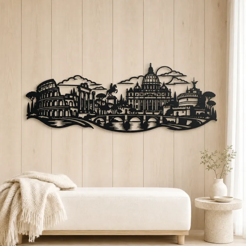 Rome Skyline Flow Metal Wall Art | Travel and City Wall Decor - lifestyle view 5