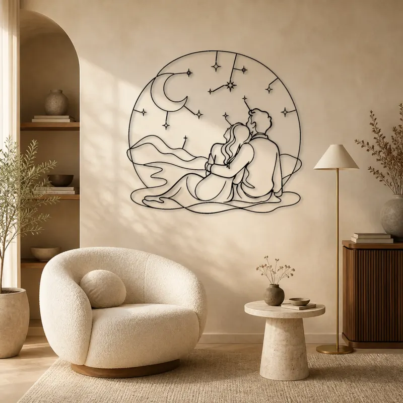 Stargazing Lovers Metal Wall Art | Romantic Couple Decor - lifestyle view 5