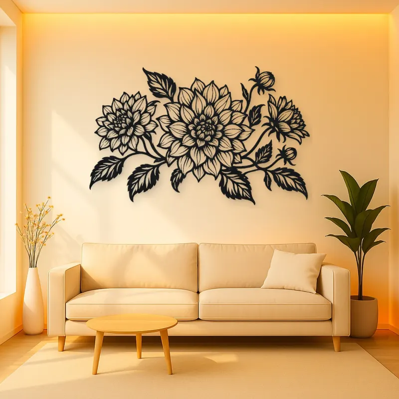 Dahlia Bloom Metal Wall Art | Botanical Metal Wall Decor