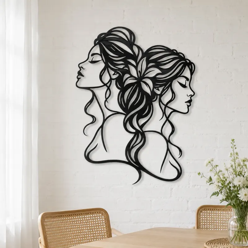 Two Faces One Line Metal Wall Art | Romantic Couple Decor - lifestyle view 4