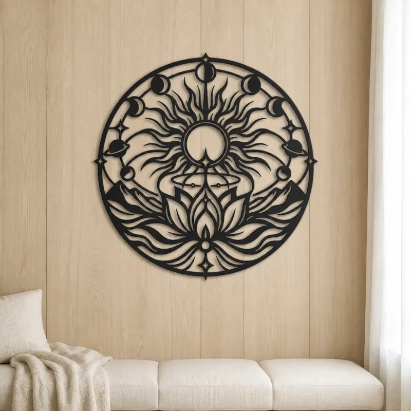 Solar Lotus Metal Wall Art | Botanical Metal Wall Decor - lifestyle view 5