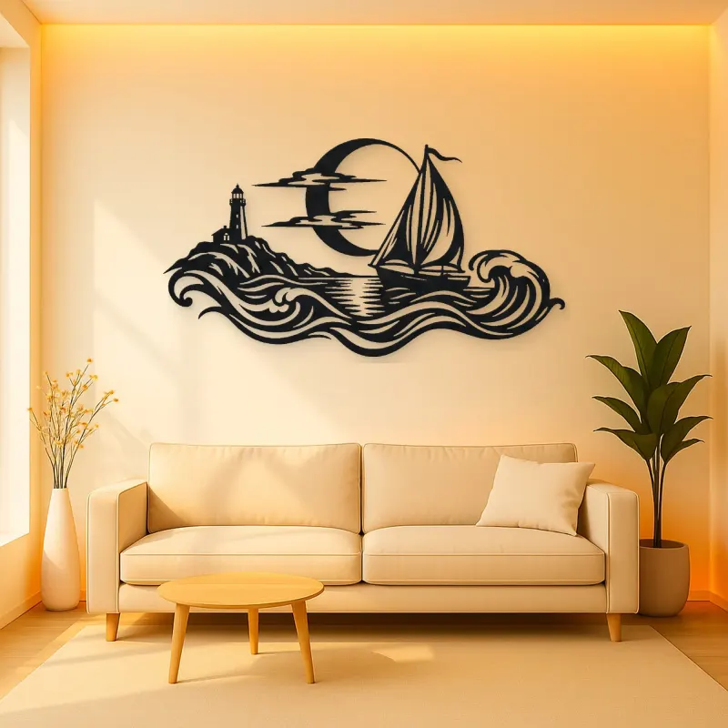 Moonlit Boat Metal Wall Art | Coastal and Nautical Wall Decor