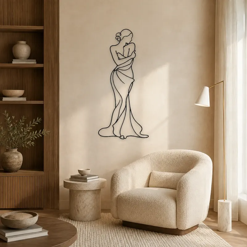 Wrapped Torso Pose Metal Wall Art | Feminine Figure Wall Decor - lifestyle view 5