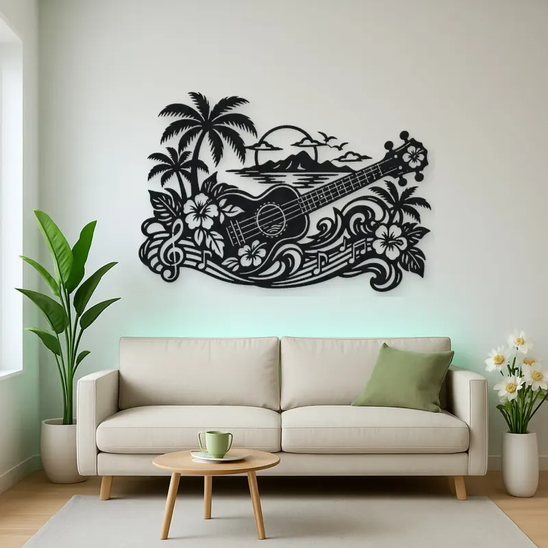Ukulele Island Flow Metal Wall Art | Music Room Wall Decor
