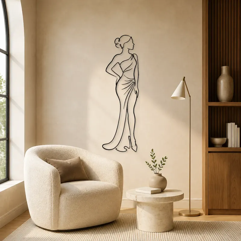 Side Profile Elegance Metal Wall Art | Fashion Figure Wall Decor - lifestyle view 5