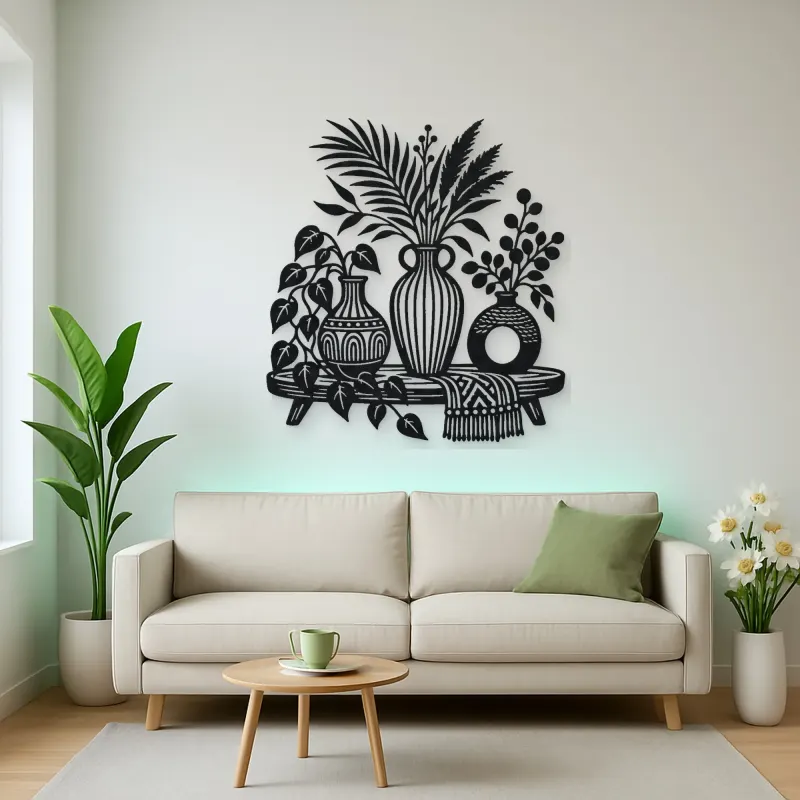 Boho Vase Trio Metal Wall Art | Cozy Home Metal Decor