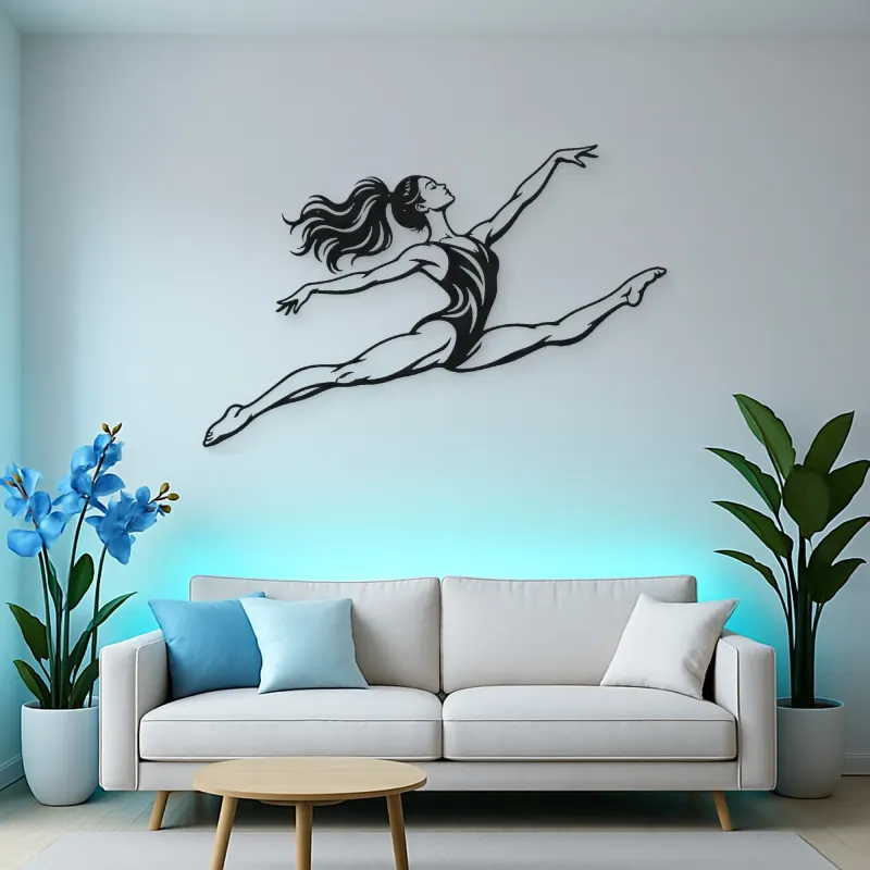 Gymnastics Split Leap Metal Wall Art | Movement Silhouette Decor