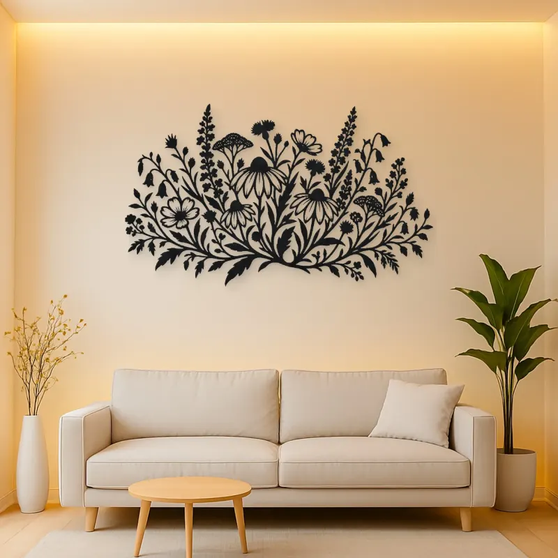 Wildflower Meadow Metal Wall Art | Botanical Metal Wall Decor