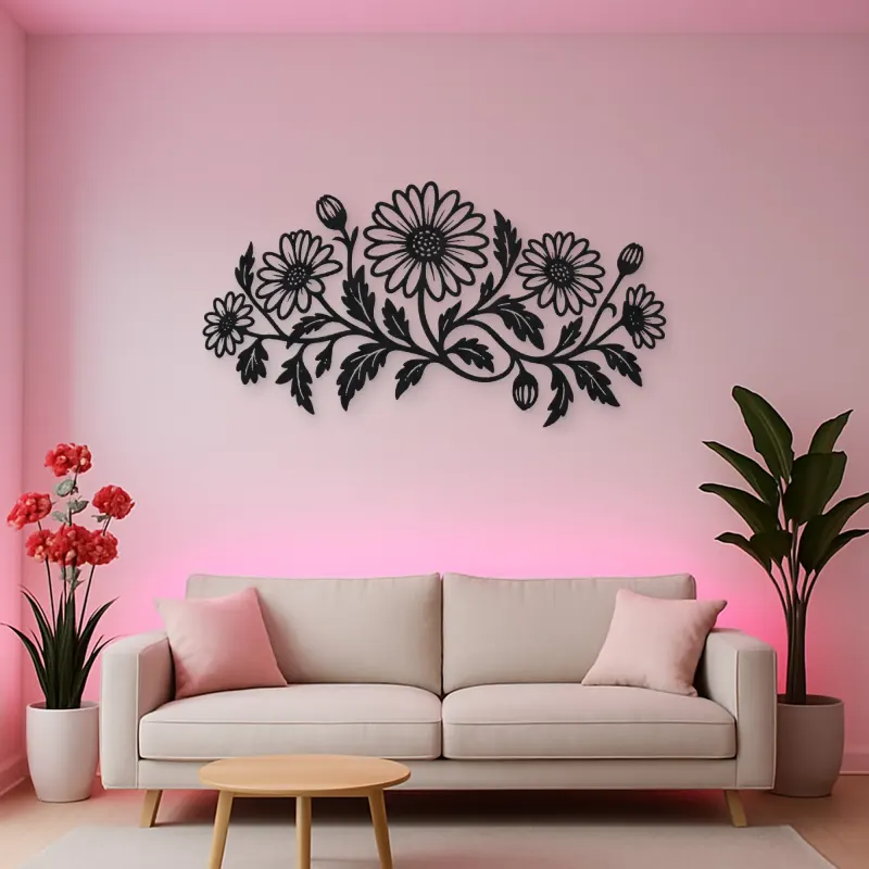 Daisy Chain Metal Wall Art | Botanical Metal Wall Decor