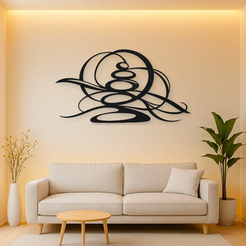 Zen Stone Arcs Metal Wall Art | Modern Abstract Metal Decor