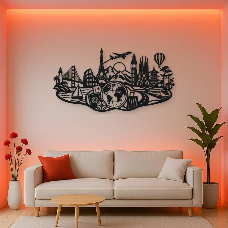 Passport Journey Symbol Metal Wall Art | Travel and City Wall Decor