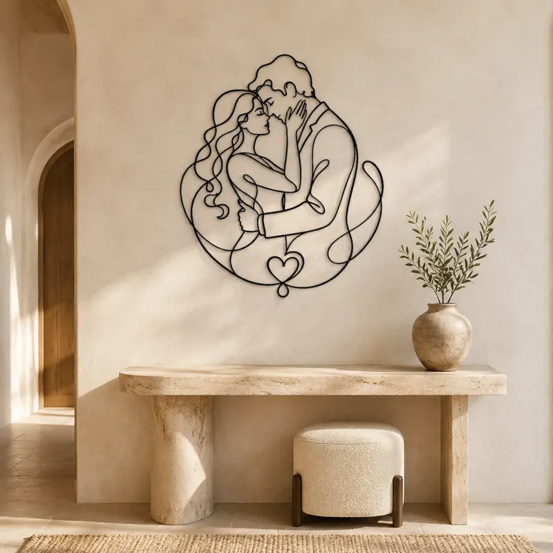 Holding Face Lovers Metal Wall Art | Romantic Couple Decor - lifestyle view 3