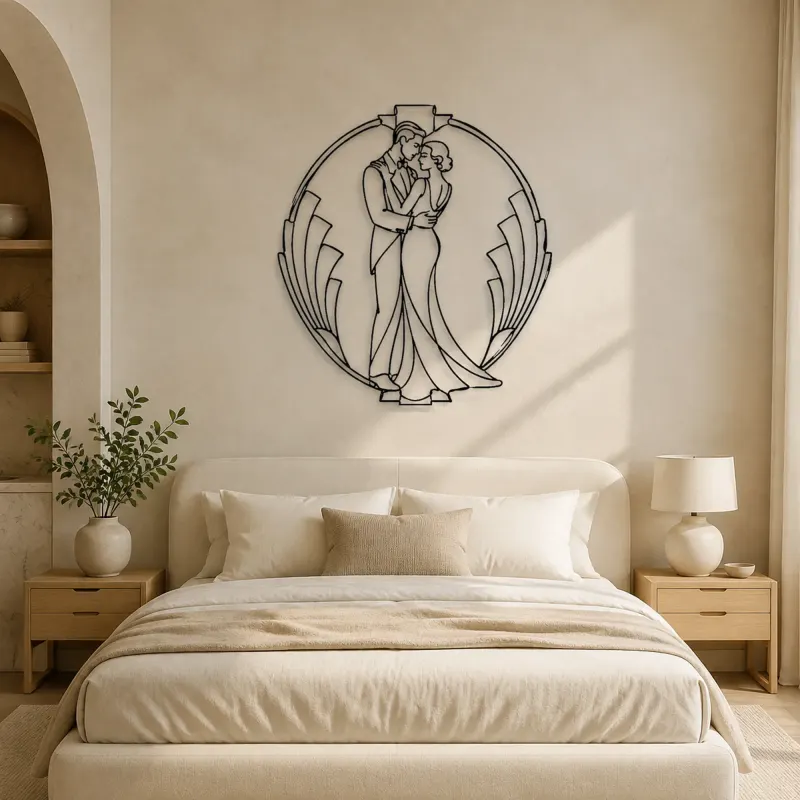 Art Deco Couple Metal Wall Art | Romantic Couple Decor - lifestyle view 2