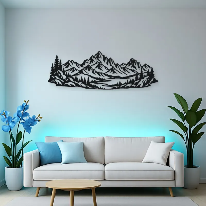 Rocky Ridge Panorama Metal Wall Art | Nature Silhouette Decor