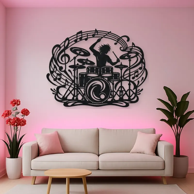 Drum Rhythm Circle Metal Wall Art | Modern Abstract Metal Decor