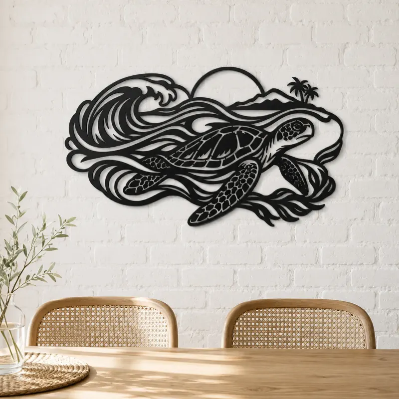 Sea Turtle Current Metal Wall Art | Coastal and Nautical Wall Decor - lifestyle view 4