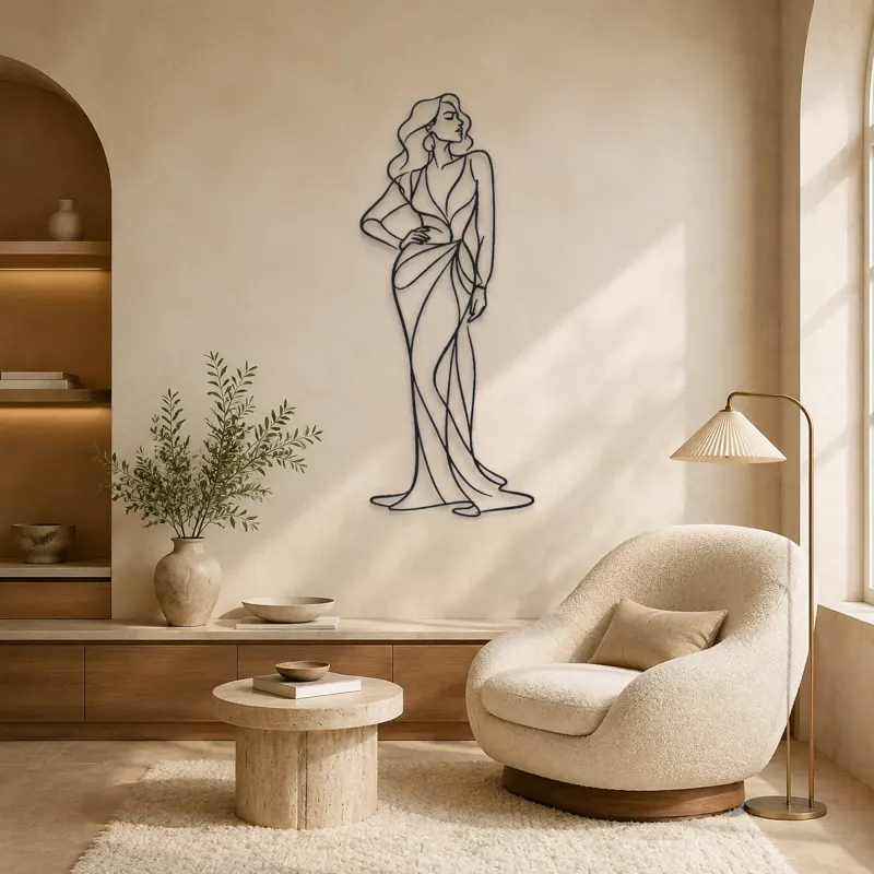 Long Sleeve Gown Metal Wall Art | Fashion Figure Wall Decor - lifestyle view 5