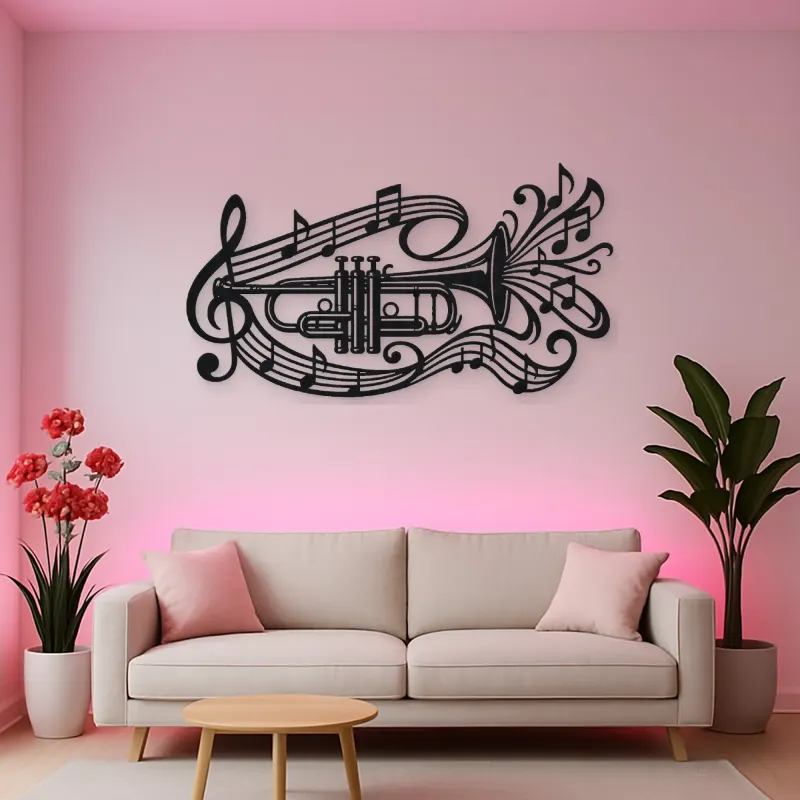 Trumpet Sound Ribbon Metal Wall Art | Music Room Wall Decor