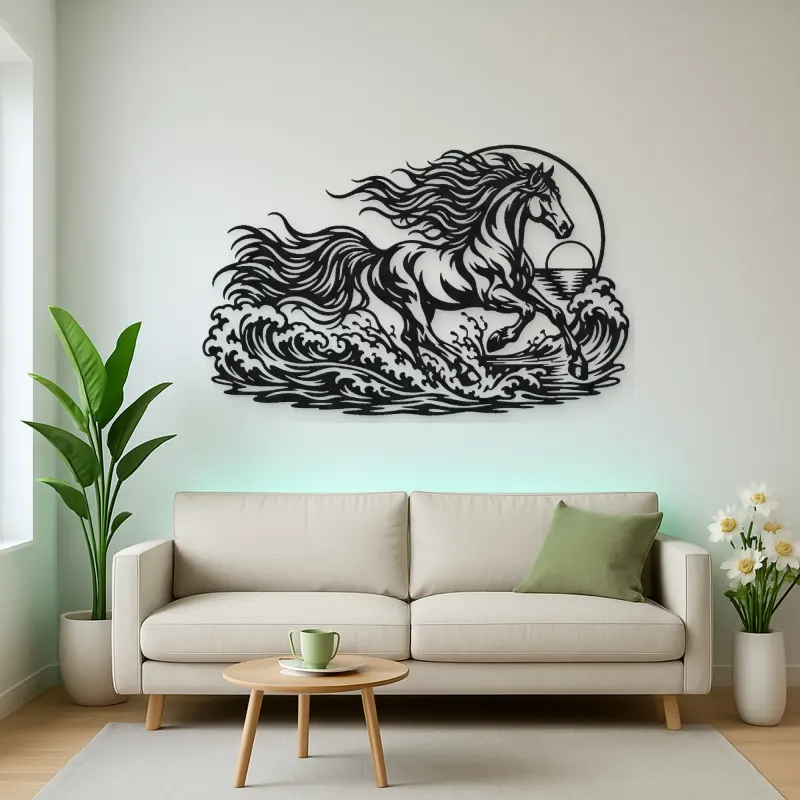 Horse Ocean Gallop Metal Wall Art | Equestrian Wall Decor