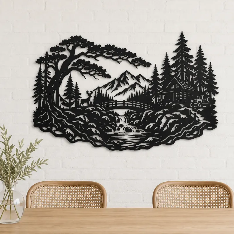 Secret Forest Bridge Metal Wall Art | Travel and City Wall Decor - lifestyle view 4