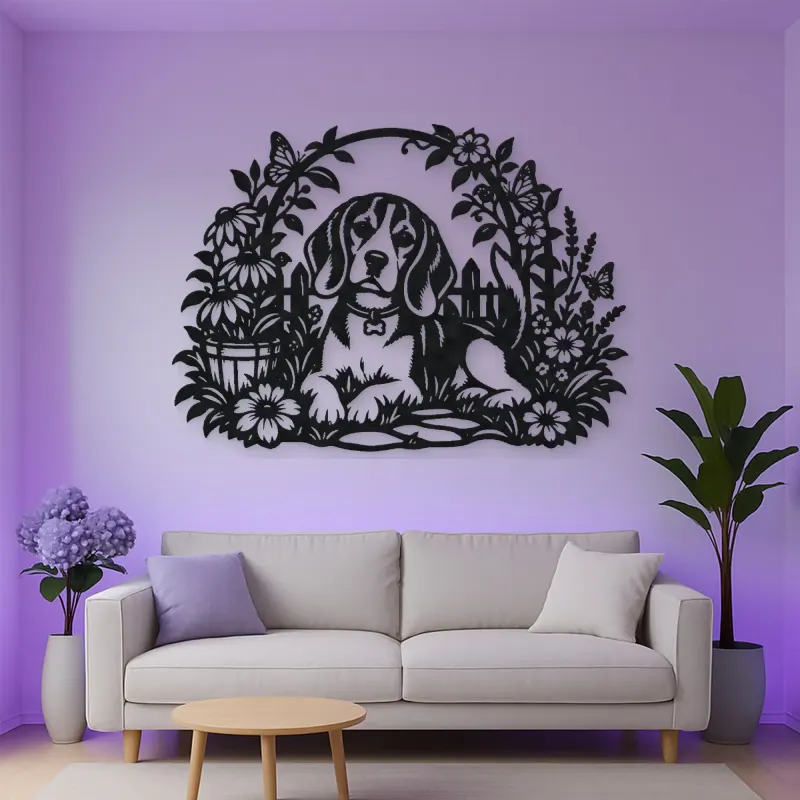 Beagle Garden Metal Wall Art | Pet Lover Silhouette Decor