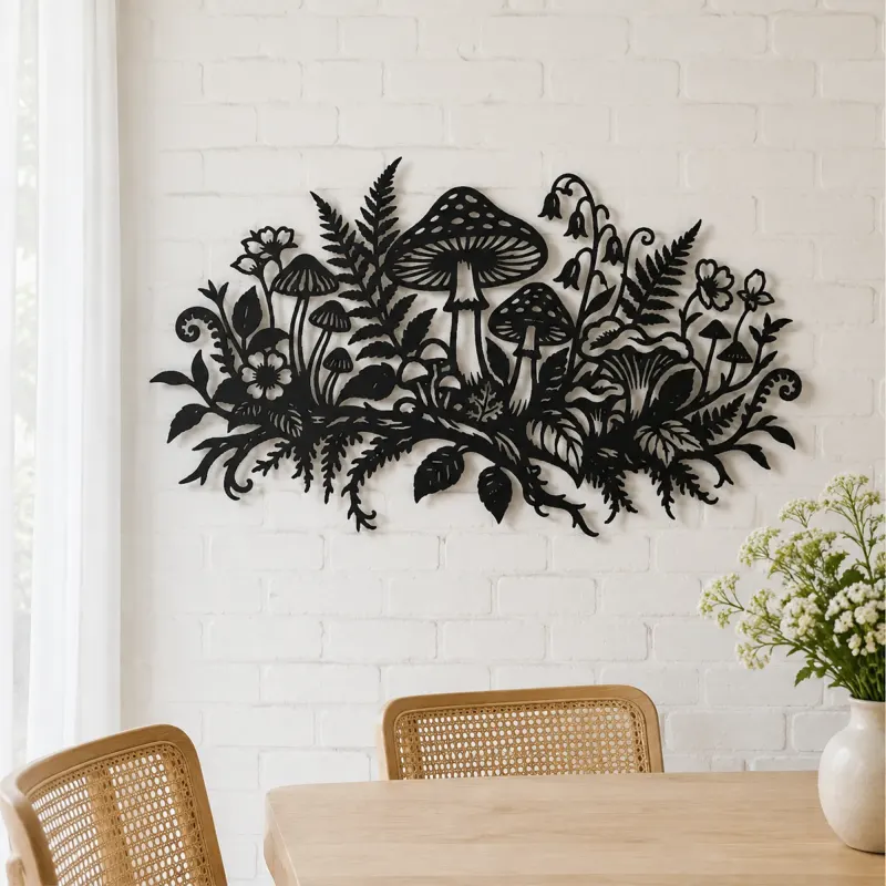 Mushroom Woodland Garden Metal Wall Art | Botanical Metal Wall Decor - lifestyle view 4