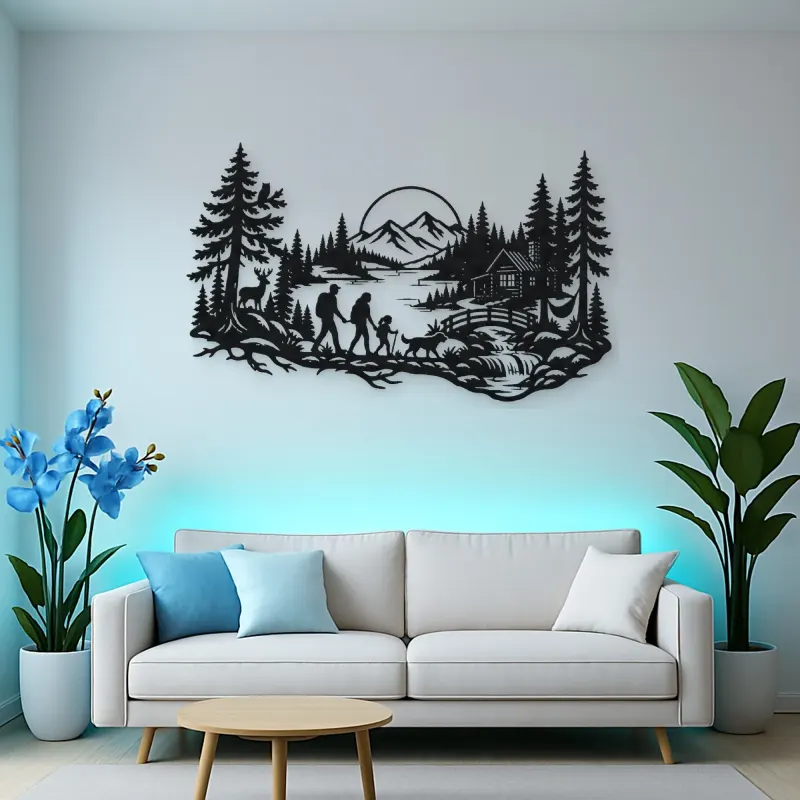 Woodland Family Walk Metal Wall Art | Family Silhouette Decor