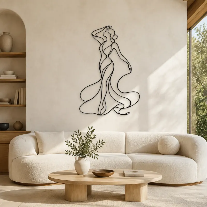 Décoration murale en métal "Ribbon Body Flow" | Décor mural figure féminine