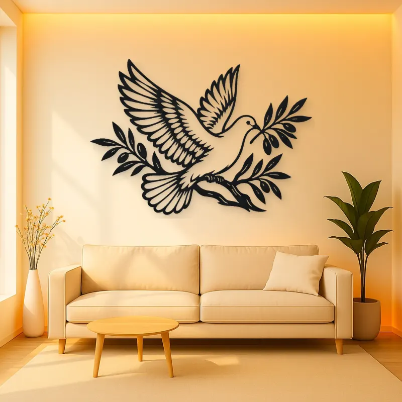 Dove Olive Branch Metal Wall Art | Wildlife Silhouette Decor