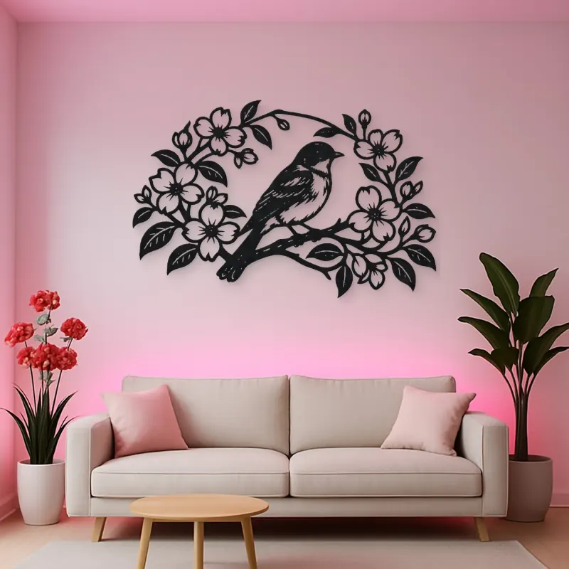 Bluebird Floral Arch Metal Wall Art | Wildlife Silhouette Decor