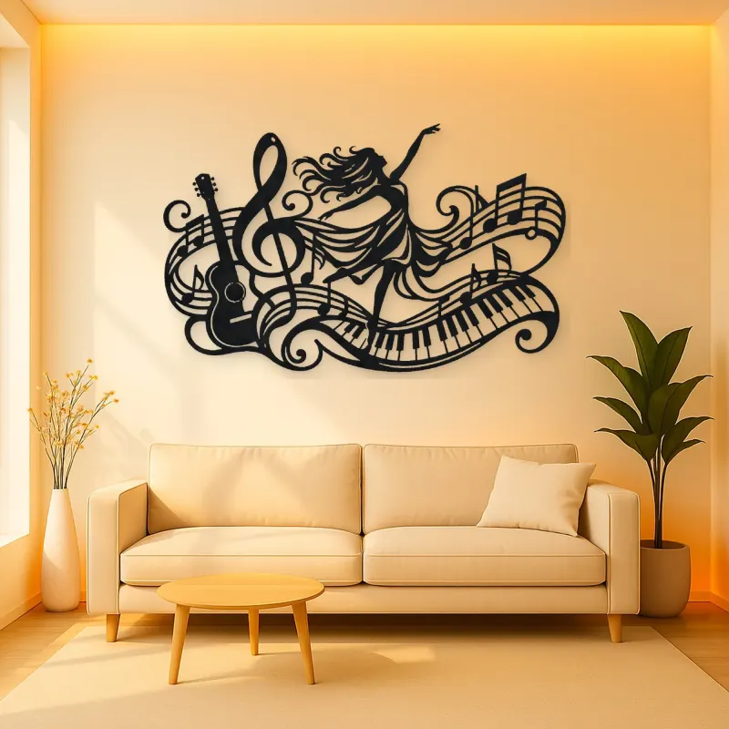 Dancing Treble Flow Metal Wall Art | Music Room Wall Decor