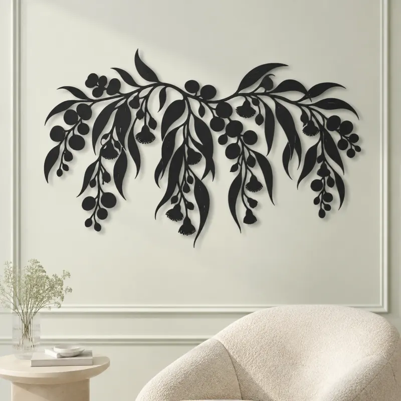 Eucalyptus Cascade Metal Wall Art | Botanical Metal Wall Decor - lifestyle view 2