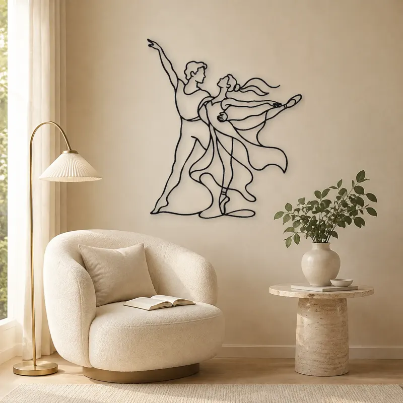 Ballet Pas De Deux Metal Wall Art | Couple Dance Wall Decor - lifestyle view 5