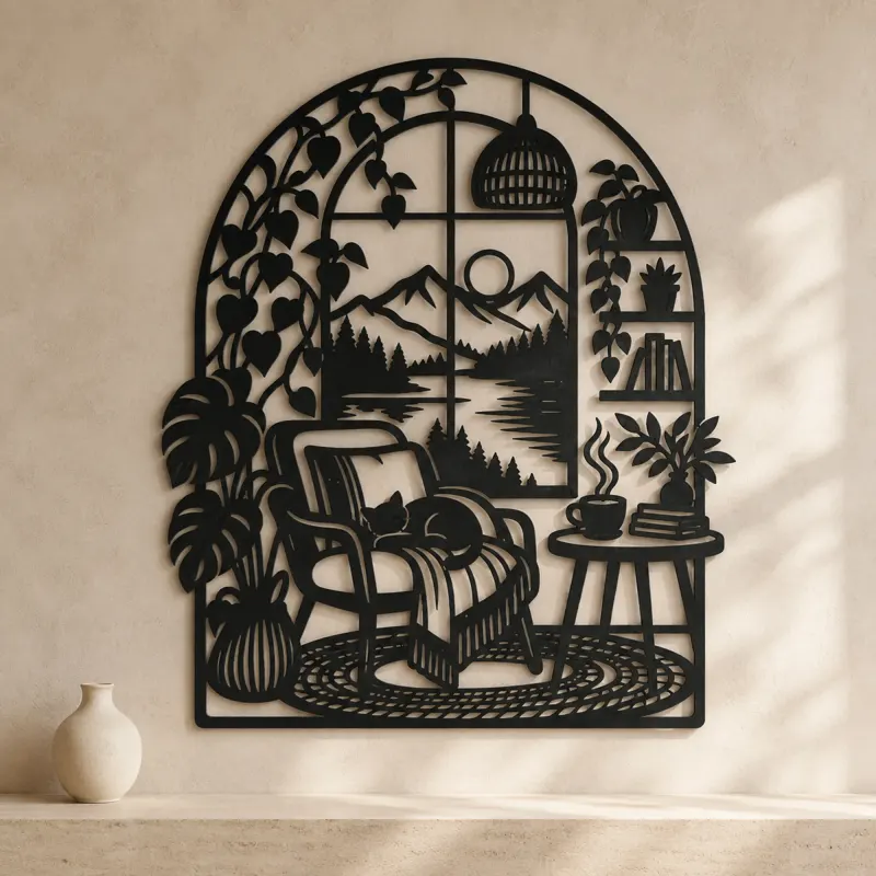 Home Arch Landscape Metal Wall Art | Cozy Home Metal Decor - lifestyle view 3