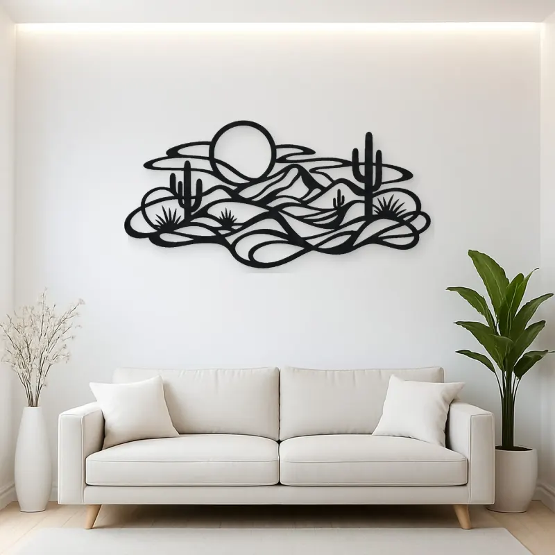 Layered Desert Curves Metal Wall Art | Nature Silhouette Decor