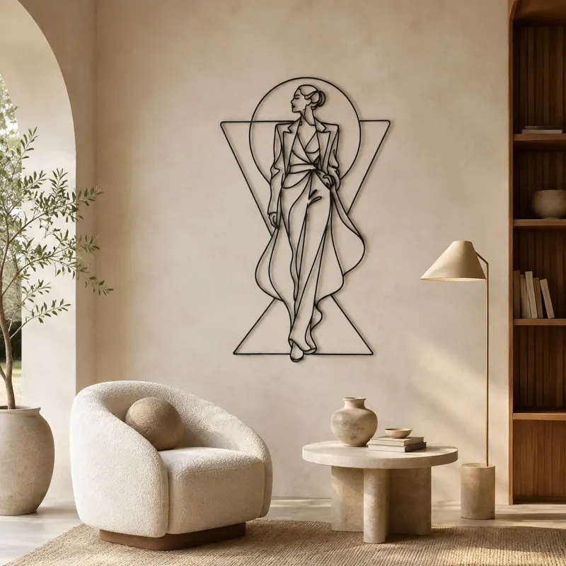 Geometric Runway Muse Metal Wall Art | Fashion Figure Wall Decor - lifestyle view 5