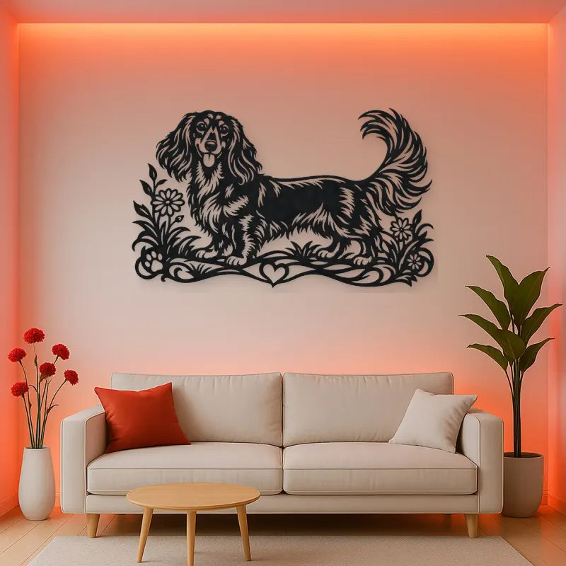 Dachshund Long Line Metal Wall Art | Pet Lover Silhouette Decor