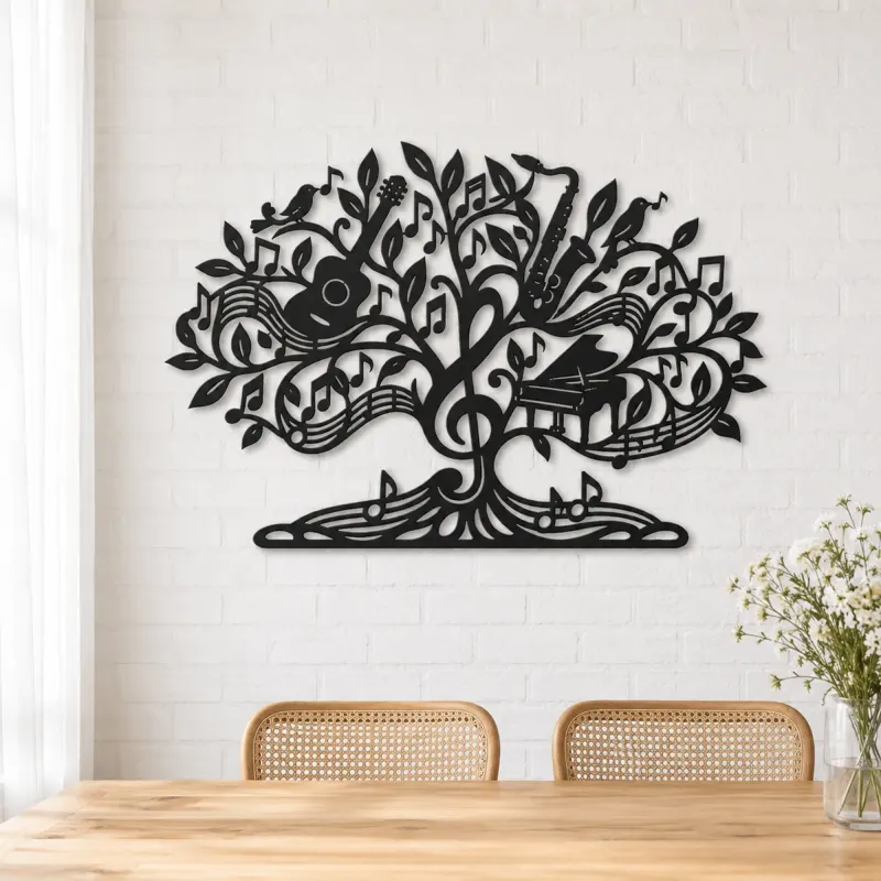 Music Note Tree Metal Wall Art | Music Room Wall Decor - lifestyle view 4