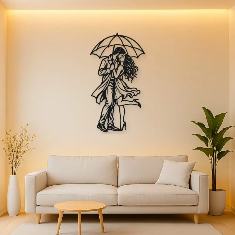 Under One Umbrella Metal Wall Art | Romantic Couple Decor