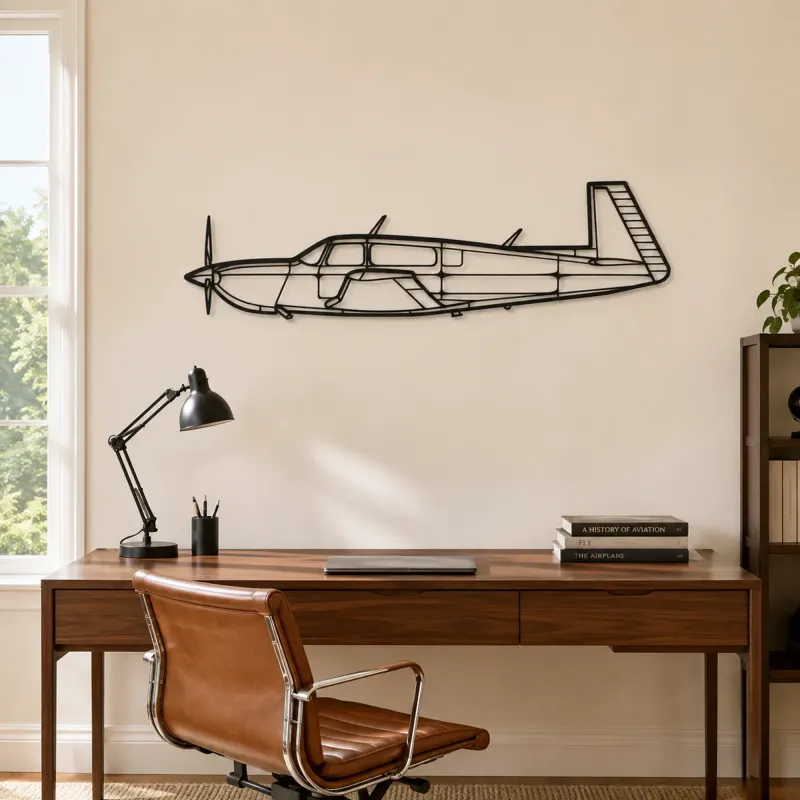 M20M Airplane Silhouette Metal Wall Art, Metal Aircraft Silhouette, Aviation Wall Decor, Aviator Decor - lifestyle view 4