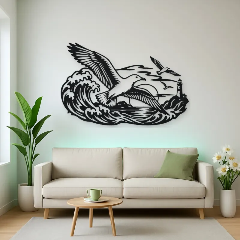 Seagull Wave Flight Metal Wall Art | Coastal and Nautical Wall Decor