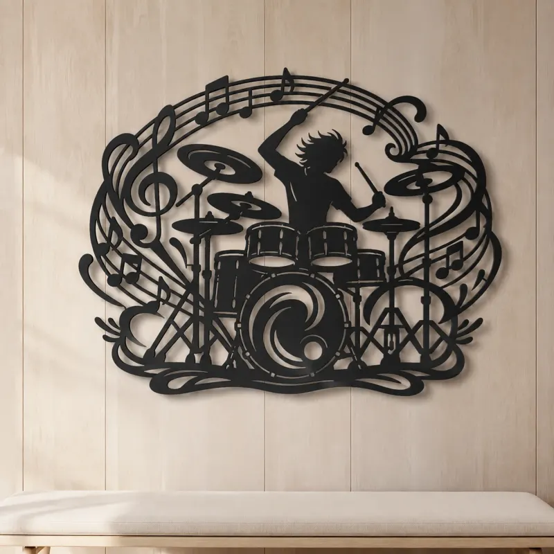 Drum Rhythm Circle Metal Wall Art | Modern Abstract Metal Decor - lifestyle view 5