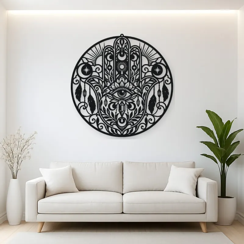 Celestial Hamsa Metal Wall Art | Spiritual Boho Metal Decor