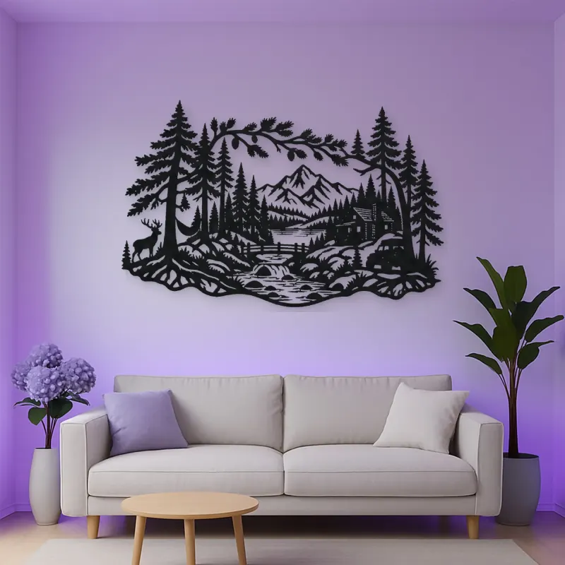 Whispering Pine Forest Metal Wall Art | Nature Silhouette Decor