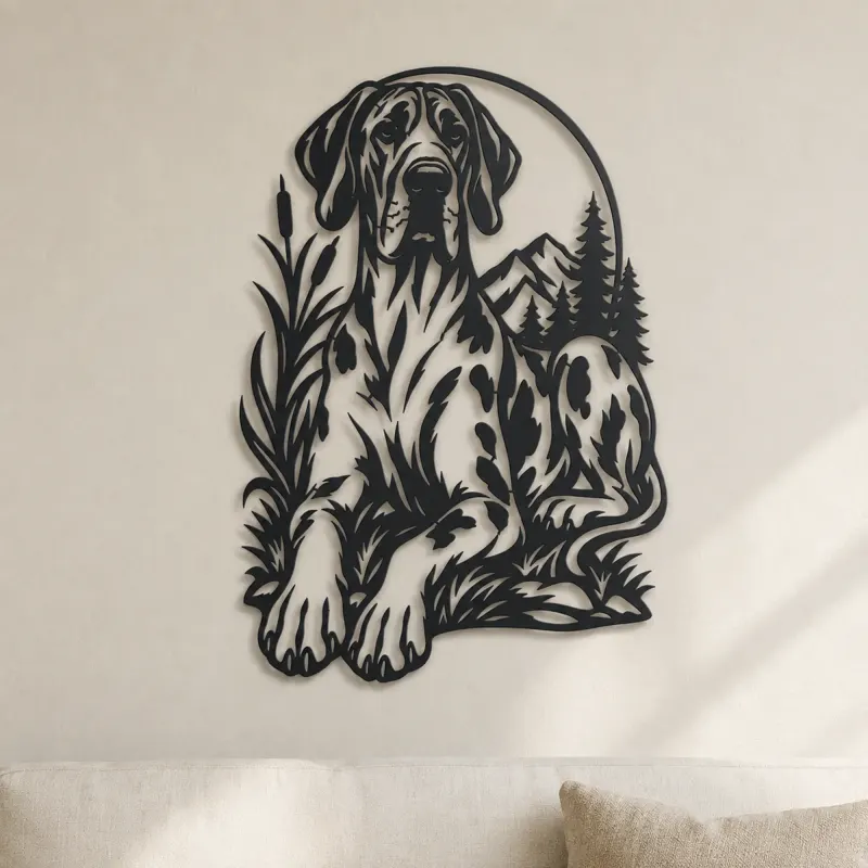 Deutsche Dogge Minimal Metall Wandkunst | Tierliebhaber Silhouette Dekor
