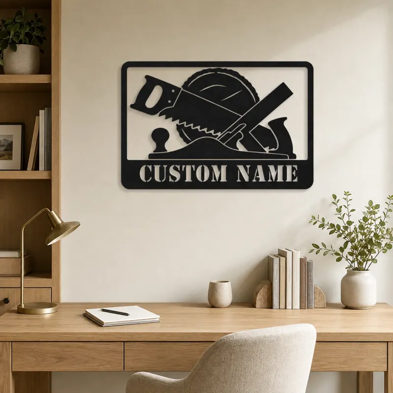 Personalized Woodworking Tools Metal Wall Art - lifestyle view 4