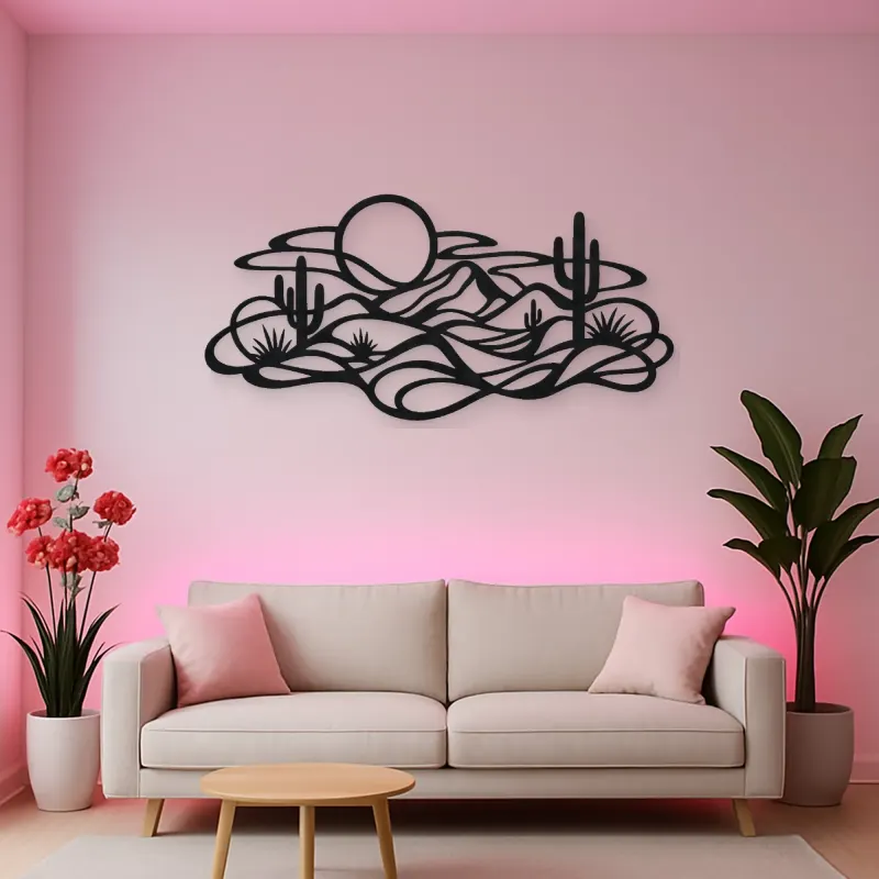 Layered Desert Curves Metal Wall Art | Nature Silhouette Decor